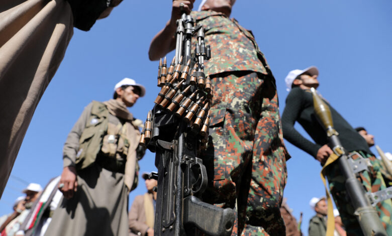 New Houthi recruits parade to show support to Palestinians in Gaza, in Sanaa